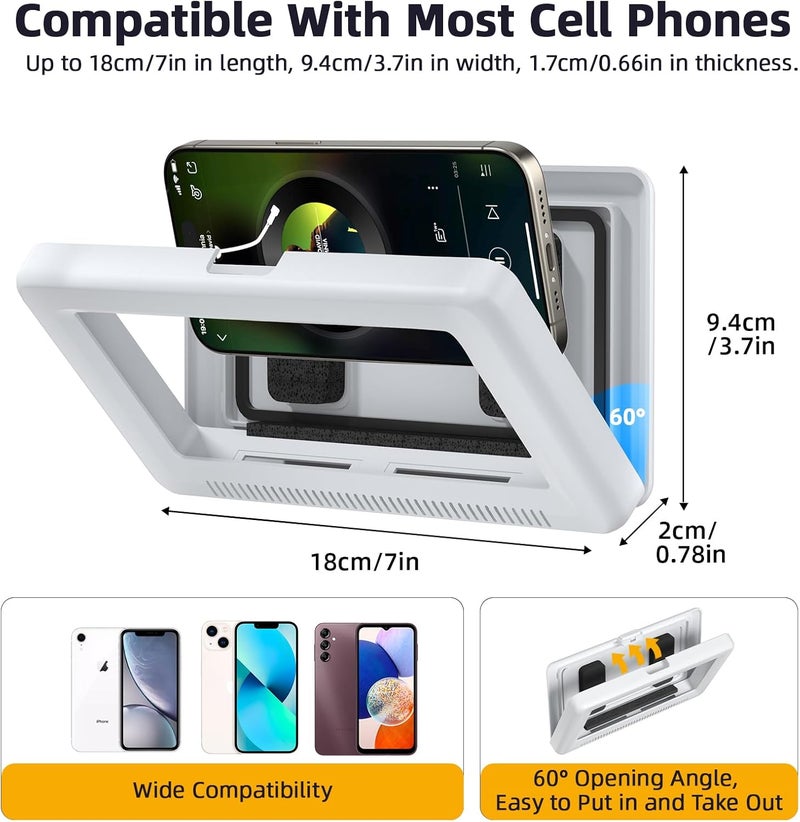 Geyrut Shower Phone Holder Waterproof, Phone Holder for Shower with Touch Screen 360° Rotatable Retractable 60° Opening Angle Wall Mounted Waterproof Phone Case - Image 2